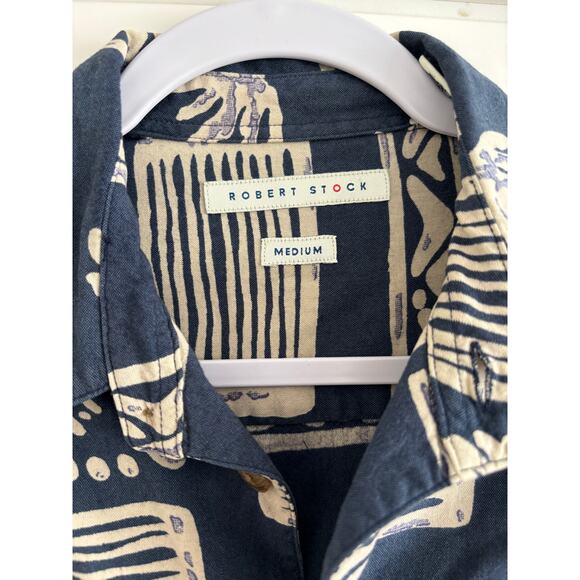 Vintage Robert Stock Hawaiian shirt Cotton blend mens size Medium dark b… - Picture 2 of 4